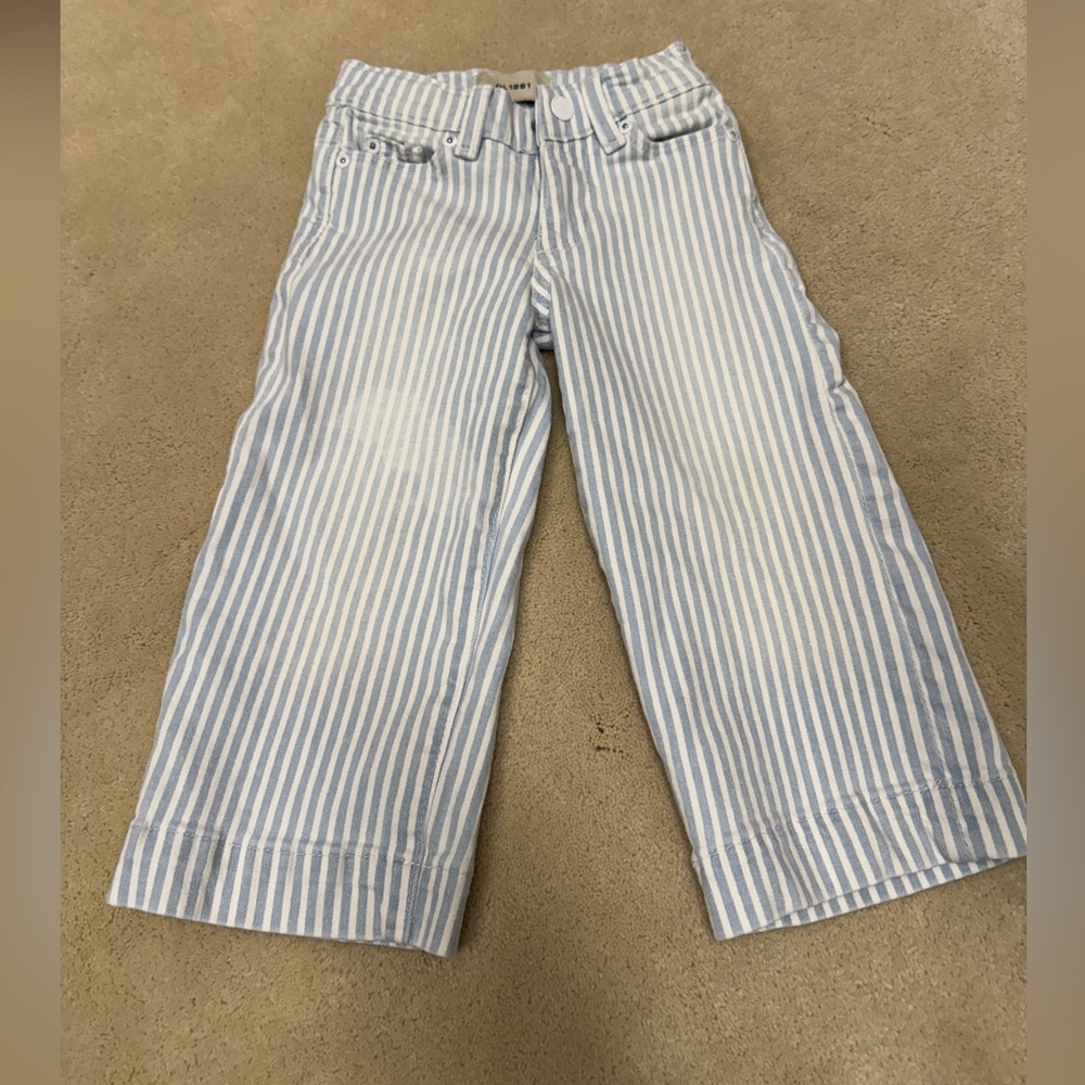 DL1961 Lily Wide Leg Striped Jeans Toddler Size 2 Blue Stripe